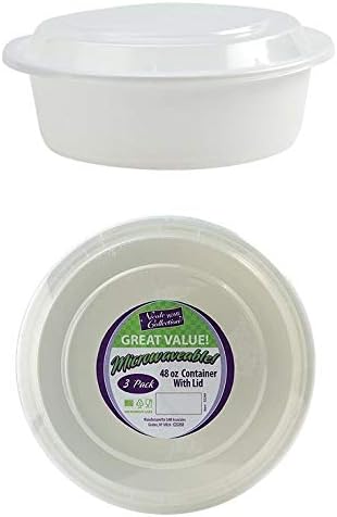 Premium Deep Round White Containers - 9" (Pack of 6) - Stackable & Leak-Proof Design for Meal Prep and Storage