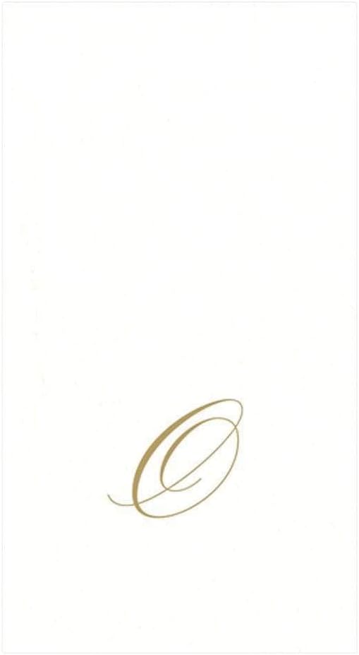 Caspari O, White Pearl Paper Linen Guest Towels, Monogram Initial, Pack of