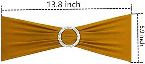 Tvoip 10PCS Gold Chair Cover Stretch Band with Buckle Slider Sashes Bow for Wedding Banquet Decoration