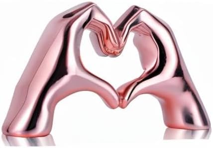 Pink heart and hand sculptures and statues, hand and heart sculptures home decor, heart and hand decor bohemian wedding