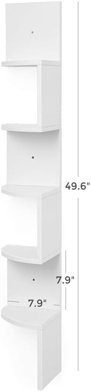 5-Tier VASAGLE Corner Shelf Wall Mount, Floating Corner Bookshelf, Plant Shelf for Bedroom, Living Room, Bathroom, Home