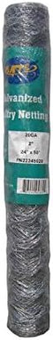 Galvanized Hexagonal Poultry Netting Chicken Wire 24" x50' x 2" Mesh 20GA