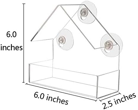 Window Bird House Feeder - Extra Strong Suction Cups Clear Bird Seed Holder for Outside Birdhouse Shape