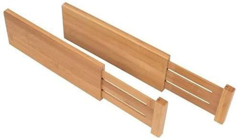 Large Bamboo Drawer Organizer - Expandable Kitchen Drawer Dividers (17" - 21.5") - 6 Pack Adjustable Separators