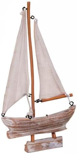 Sailboat Wooden Small Nautical Sail Boat Decor Coastal Beach Themed Ornaments for Home Bathroom Room Bedroom (B)