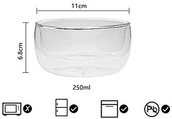 high temperature resistant double layer glass bowl borosilicate heat-resistant glass tableware transparent fruit salad bowl (250ml double bowl) by GracesDawn