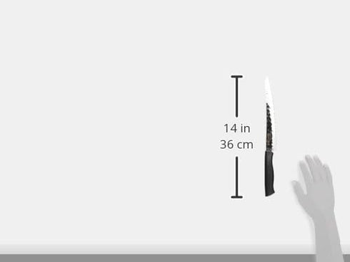 9 Inch Hammered Kai Inspire Bread Knife, blade with Finish, , Silver