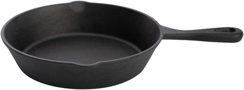 Restaurantware Met Lux 7.75 Inch Cast Iron Skillet - Pre-Seasoned Fry Pan with Handle and Pour Spouts for Cooking
