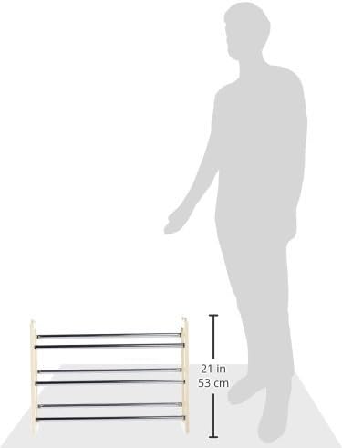 3 Whitmor Tier Expandable Shoe Rack -Stackable - Natural Wood and Chrome