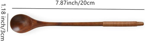Handmade Wooden Long Handle Coffee Spoon Stirrer with Cable Tie, Retro Honey Jar Spoons Teaspoon Tea Stirring Spoon (2 Pack)