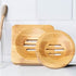 SUMAJU 4 Pcs Wooden Soap Holders, Natural Bamboo Soap Dish Square & Round for Home Bathroom