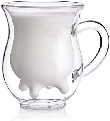 Double Wall Glass Cup, Creative Cute Calf Insulated Mugs, Thermo Coffee Milk Cups, 230ML/7.7oz