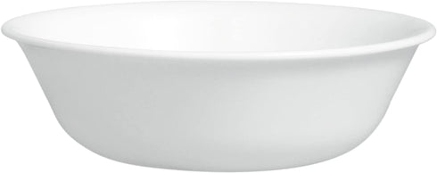Corelle Vitrelle 4-Piece 18-Oz Soup/Cereal Bowls, Chip & Crack Resistant Glass Dinnerware Set, Winter Frost White