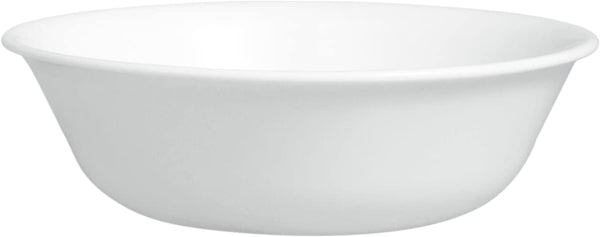 Corelle Vitrelle 4-Piece 18-Oz Soup/Cereal Bowls, Chip & Crack Resistant Glass Dinnerware Set, Winter Frost White