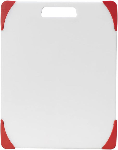 Farberware Nonslip Plastic Cutting Board, 11-Inch by 14-Inch, White/Red
