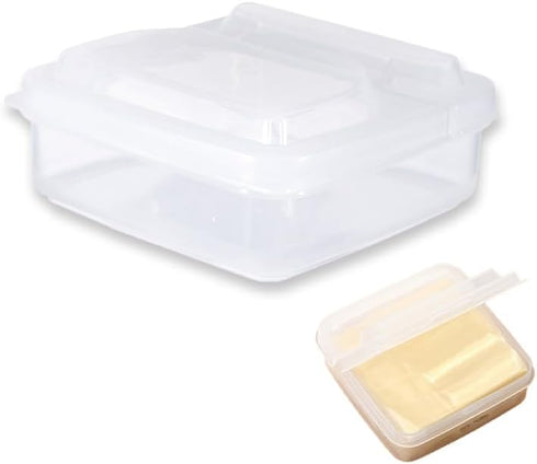 Sliced Cheese Container for Fridge, Clear Plastic Flip Lid Cheese Slice Storage Box, Refrigerator Organizer for Food