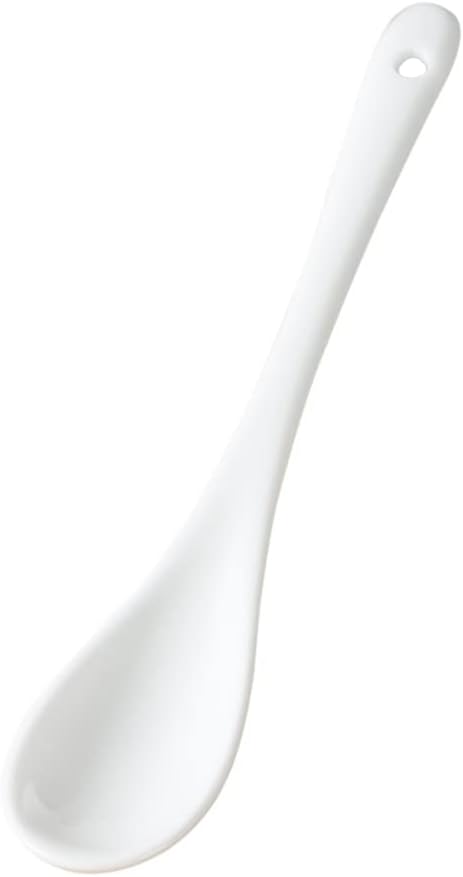 AKOAK 5 Inches White Ceramic Spoon for Coffee,Tea,Yogurt,Ice-cream,Appetizers and Desserts