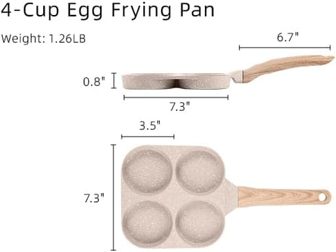 CAROTE 4-Cup Nonstick Egg Pan Omelette Skillet, Healthy Egg Cooker, Suitable for Gas & Induction Cookware