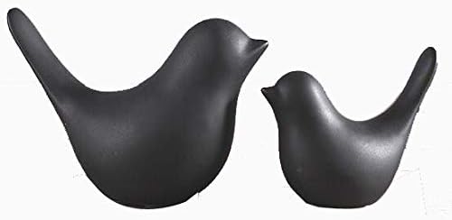 NWFashion Ceramic Animal Figurines, Modern Style Birds Decorative Ornaments for Desktop Display (Black Bird)