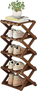 YYW Bamboo Shoe Rack for Entryway - Installation-Free and Foldable Vertical Shoe Storage Organizer