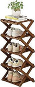 YYW Bamboo Shoe Rack for Entryway - Installation-Free and Foldable Vertical Shoe Storage Organizer