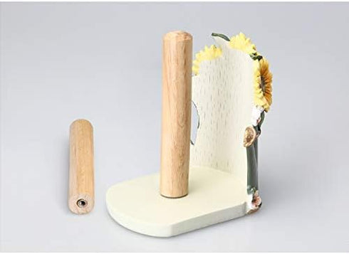 MASSJOY Paper Towel Holder with Sunflower Flower Decor, Resin Crafts Display for Kitchen Cafe Western Restaurant Cake