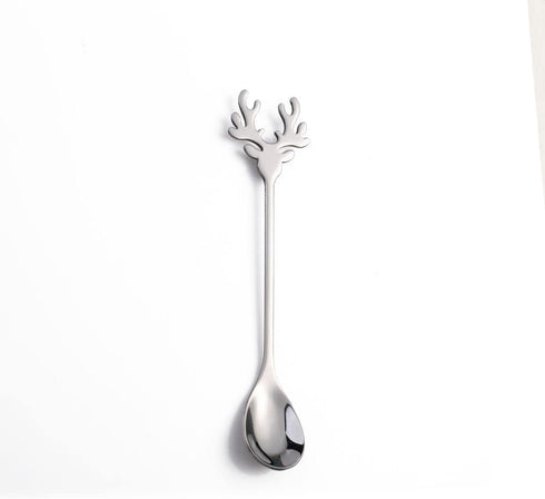 10 Pieces Stainless Steel Mini Coffee Espresso Spoons, Elk Shaped Flatware, 5.5 Inch Dessert Teaspoons