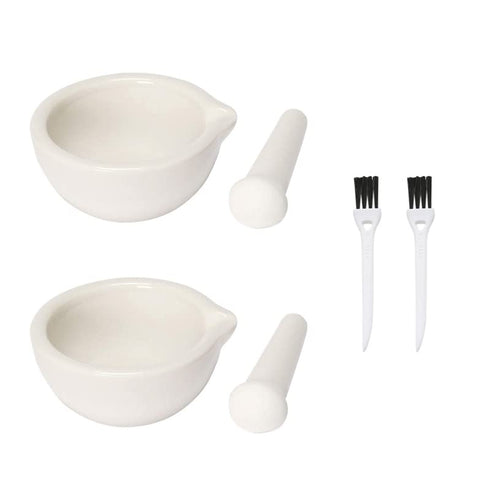 2pcs 2.36inch Ceramic Spice Mill Grinder Set with Brushes, Handheld Seasoning Mills, Kitchen Mortar and Pestle