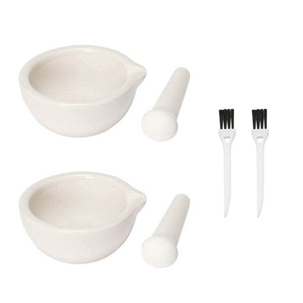 2pcs 2.36inch Ceramic Spice Mill Grinder Set with Brushes, Handheld Seasoning Mills, Kitchen Mortar and Pestle