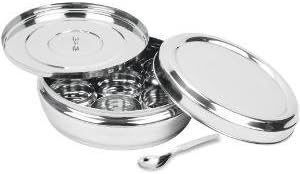 Chanaksha Trading 7 2 Spice Container Stainless Steel Round Spices Box Kitchen Masala Dabba - Spice Container - Masala