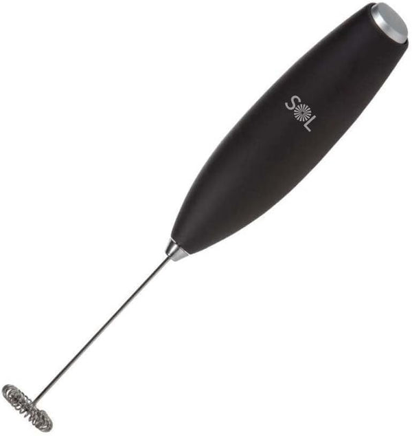 SOL Coffee Set Battery Operated Handheld Milk Frother with Stainless Steel Whisk, Mixer for Coffee Blending (Black)