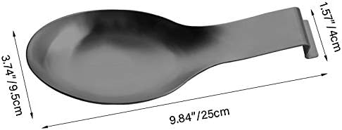 Stainless Steel Spoon Rest, 9.8 x 3.7 Inch - Spatula Ladle Holder, Brushed Finish, Dishwasher Safe (Black 1PC)