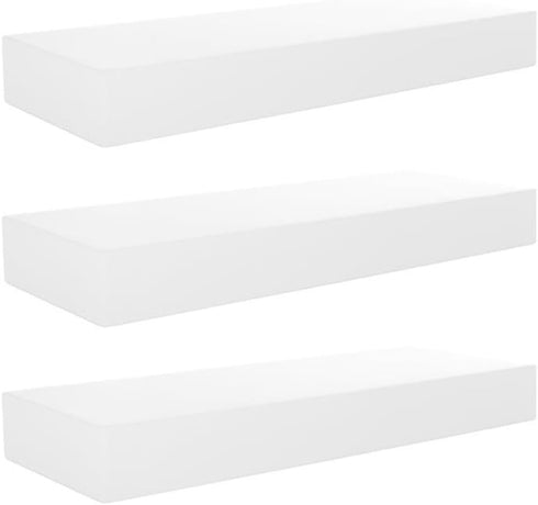 Kiera Grace Stockholm Maine Floating Shelves - Modern Wall Mounted Hanging Shelf for Bedroom, Kitchen, 12", White, 3Pack
