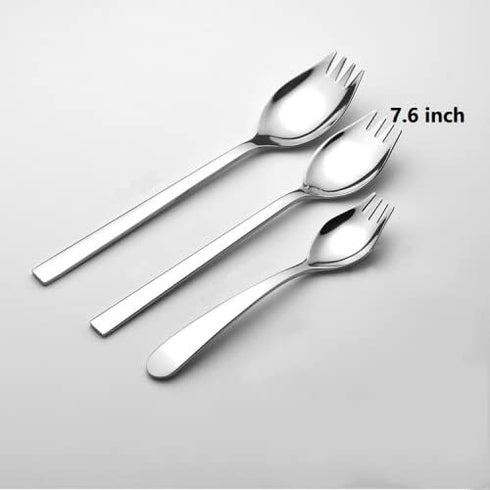 6-pack Stainless Steel Sporks - Heavy Duty Flatware Set for Everyday Use, 7.6-inch