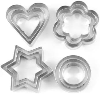 Cookie cutter Star,Circle,Heart and Flowers Shape Stainless Steel Cookie Cutter Shapes,Cutter Bakeware Mould Biscuit Mould Set Sugar Arts Fondant Cake Decoration Tools Cookie Cutter (Pack of 12) by Generic