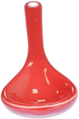 Red Porcelain Egg Spoons - Set of 6 Ceramic Spoons, 4.7 Inch for Coffee, Dessert, Yogurt, Tea, Milky Tea