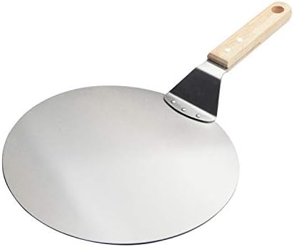 KSENDALO 10" Pizza Peel with Wooden Handle - Stainless Steel Spatula & Non-Slip Pizza Server Tray for Baking