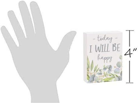 Collins Painting Mini Inspirational Wood Block Sign, 4" (Today I Will Be Happy)