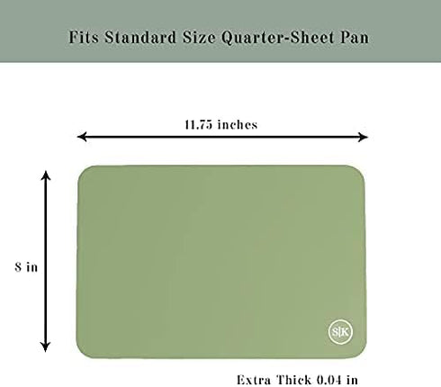 The Silicone Kitchen Silicone Oven Baking Mats, Dishwasher Safe, Extra Thick, Quarter Sheet, Green and Gray