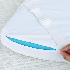 Mattress Topper Cover Protector Queen Size, 3 Inch Waterproof Bamboo Cooling Encasement with Adjustable Straps