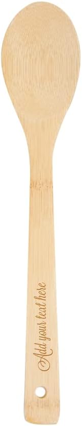 PrintSupremacy Custom Engraved Bamboo Cooking Spoons Set, Non-Stick Wooden Kitchen Gadget, 5 Pieces for Baking Gift