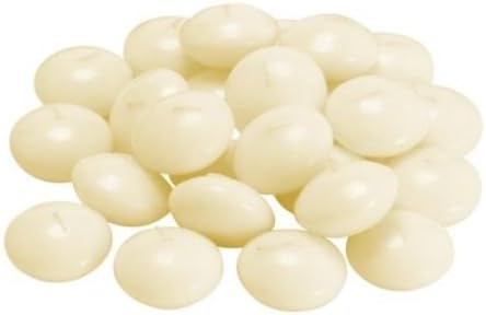 Super Z Outlet 1 3/4" Unscented Natural Color Water Floating Mini Candle Discs, 24 Candles