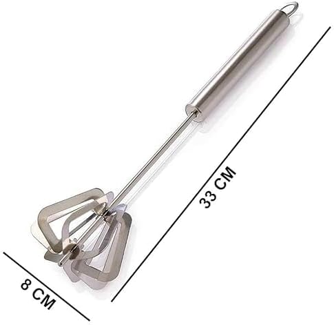 Power Free Hand Press Stainless Steel Egg Beater, Lassi Maker, Mixer, Frother, Pack of 1