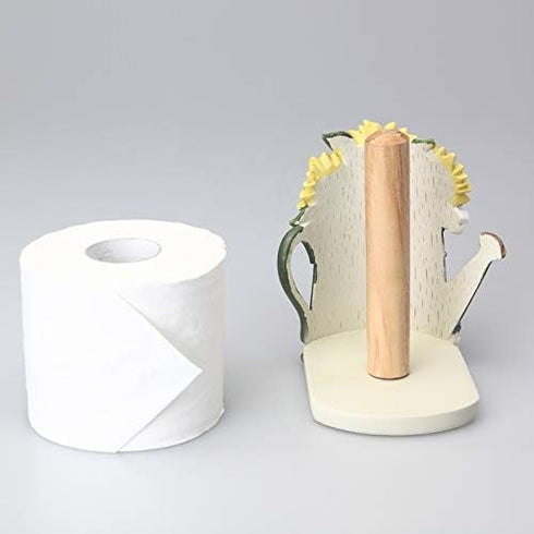 MASSJOY Paper Towel Holder with Sunflower Flower Decor, Resin Crafts Display for Kitchen Cafe Western Restaurant Cake