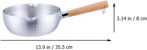 Hemoton Nonstick Saucepan, Stainless Steel Yukihira Pan, Small Traditional Japanese Sauce Pot with Wooden Handle