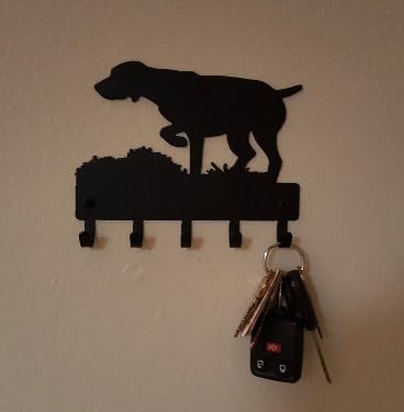 GSP German Shorthaired Pointer Key Holder Dog Leash Hanger, Large 9 inch Wide with 5 Hooks, Made in USA