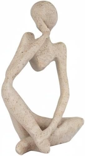 Sandstone Resin Thinker Style Abstract Sculpture Statue Collectible Figurines Home Office Bookshelf Desktop Decor(Small