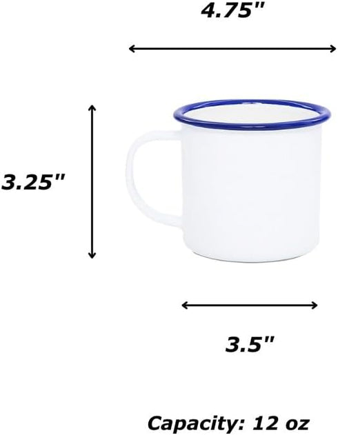 Crow Canyon Home Enamelware Mug, Vintage White/Blue, 12 Ounce (Single)