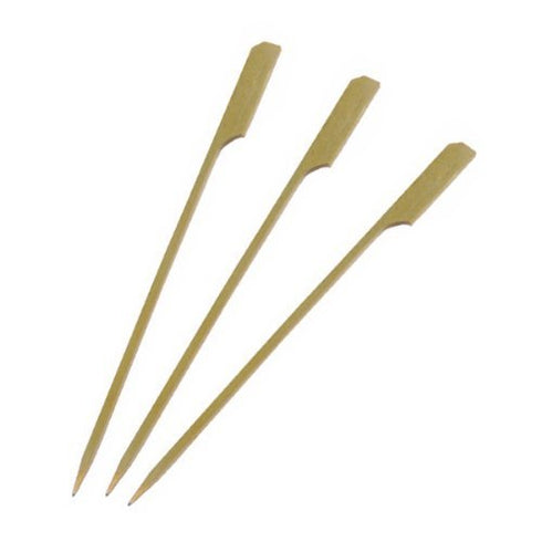 Bamboo Paddle Pick Skewer (PacknWood Case of 100) - Biodegradable Wood Sticks for Appetizers, Drinks (7.1")