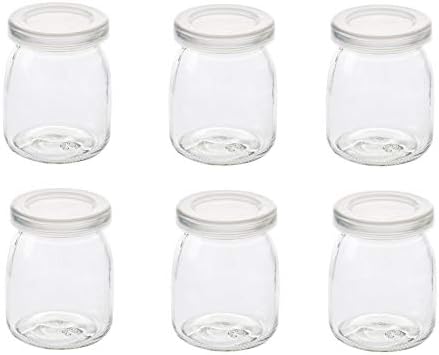 Dailydanny 6 Pcs Yogurt Pudding Jars Bottles With Plastic Lids Ideal for Jam,